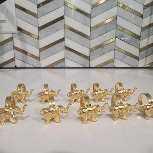 Lot of 10 Gold Color Costume Jewelry Elephant Rings Adjustable Sizing Delta